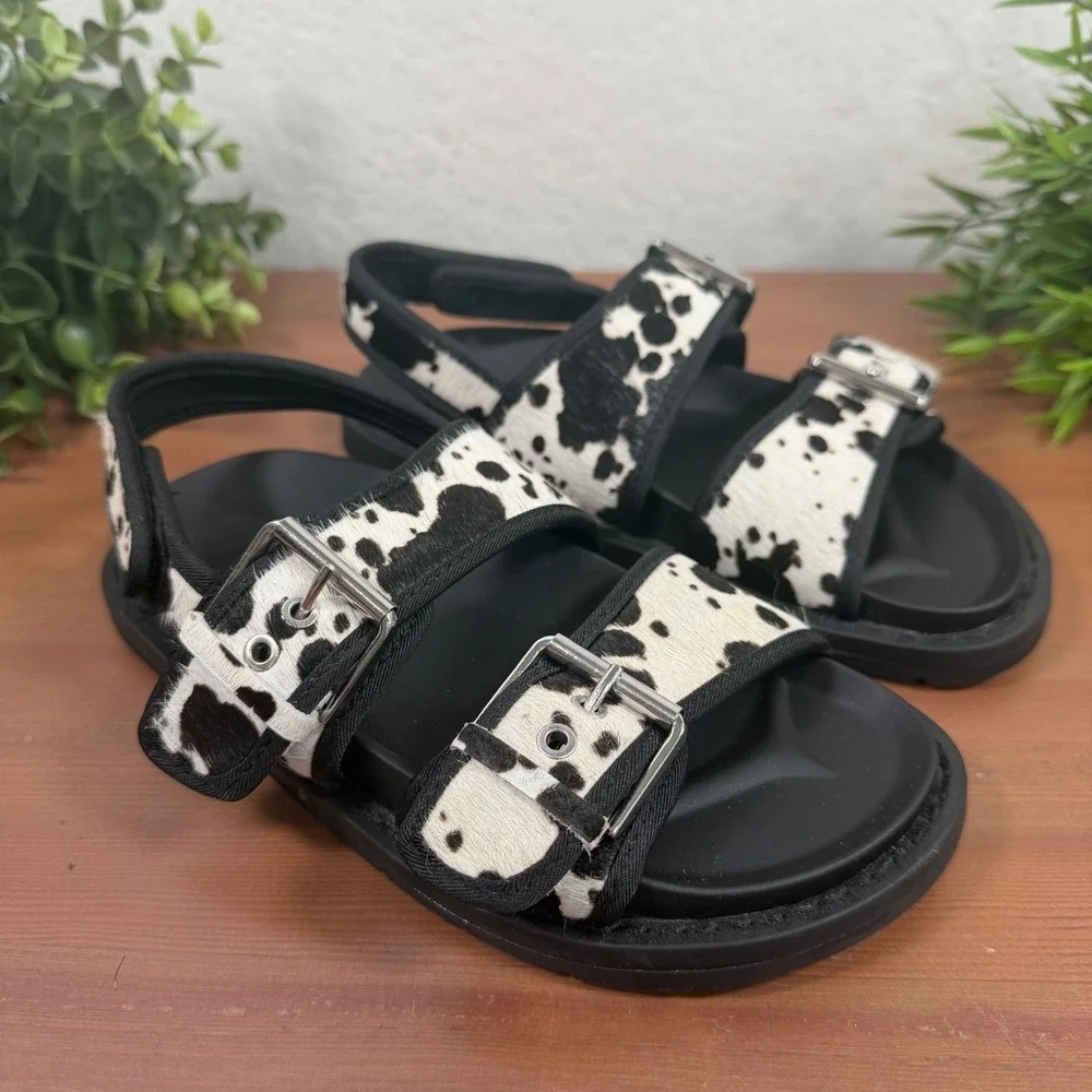 Zara Kids Animal Print Double Buckle Sandals Size 31